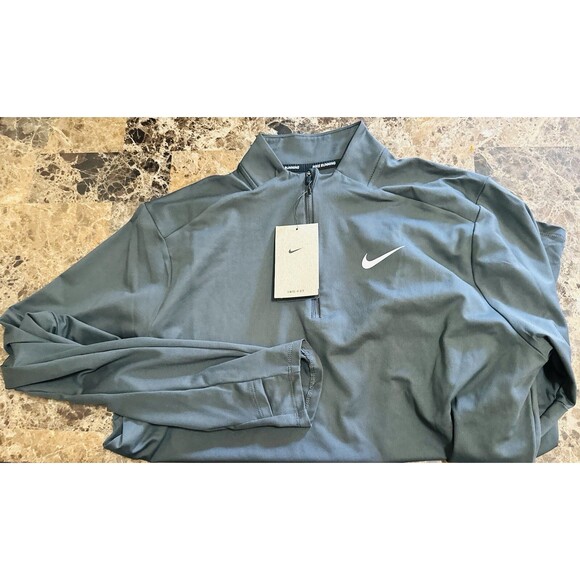 NWT Nike ElementMen's Dri-FIT 1/2-Zip Running Sweater Sz M Dark Grey Golf Swoosh - Picture 6 of 6